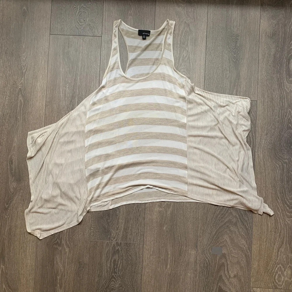 Aritzia Dilemma Tank Top Blouse Draped Stripe Flowy Sleeveless Cream White XS - Picture 11 of 15